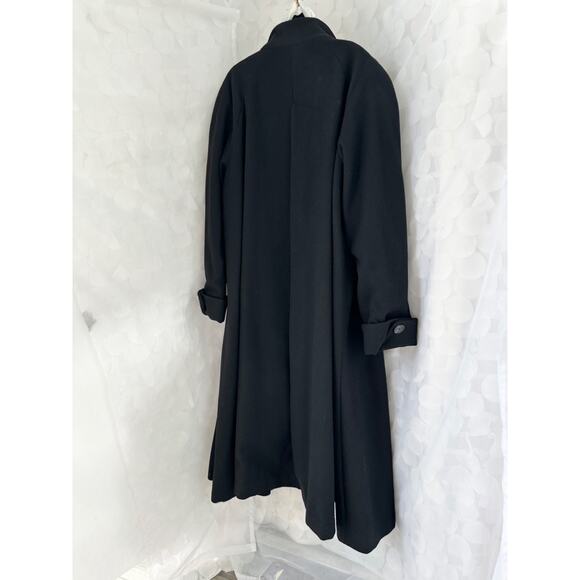 Women’s 24 W Black WOOL MAXI Coat LONG Swingy Back Pleat HEAVY Brylane Classic - Picture 4 of 9